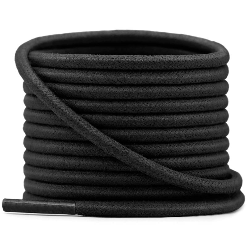 YFINE Waxed Round Shoe Laces: 2 Pairs 24 Inch Black Wax Oxford Shoelaces for Dress Shoes Boots - Image 1